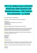 PHYS 261 Midterm Exam 2026&sol;2027 Actual Exam-Style Questions with Detailed Rationales &vert; 100&percnt; Verified &vert; Pass Guaranteed &ndash; A&plus; Graded