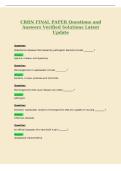 CRRN FINAL PAPER Questions and&NewLine;Answers Verified Solutions Latest&NewLine;Update