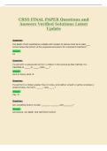 CRSS FINAL PAPER Questions and&NewLine;Answers Verified Solutions Latest&NewLine;Update