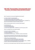 UNIT TEST- Personal Health&comma; Community Health&comma; Injury Prevention&comma; And Safety &lpar;Passed with 84&percnt;&rpar; Answers