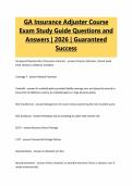 GA Insurance Adjuster Course&NewLine;Exam Study Guide Questions and&NewLine;Answers &vert; 2026 &vert; Guaranteed&NewLine;Success