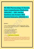 RN HESI Pharmacology V3 Nursing Exam Comprehensive Medication 2026&sol;2027 &ndash; 100&percnt; Verified Questions and Answers With Detailed Rationales &lpar;GRADED A&plus;&rpar;