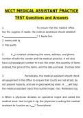 NCCT Medical Assistant Practice Test Newest 2026 Actual Questions and Correct Answers &lpar;Latest 2026 &sol; 2027 Update&rpar; Graded A&plus; 100&percnt; Guarantee Verified by Experts