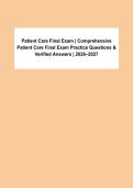 Patient Care Final Exam &vert; Comprehensive Practice Questions & Verified Answers &vert; 2026&ndash;2027&NewLine;