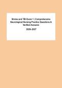 Stroke and TBI Exam 1 &vert; Comprehensive Neurological Nursing Practice Questions & Verified Answers &vert; 2026&ndash;2027&NewLine;