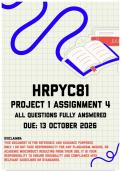 HRPYC81 Project 1 &lpar;THE PSYCHOLOGICAL EXPERIENCE OF MATTERING&rpar; Assignment 4 MEMO &vert; Due 13 October 2026