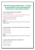WGU C483 Principles of Management &ndash; 1&colon; Strategic Planning 2026&sol;2027 &vert; Most Tested Questions & Verified Answers &vert; Latest Update &vert; Graded A&plus;