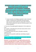 NURSING RESEARCH & EVIDENCE-BASED &NewLine;PRACTICE EXAM WITH ACTUAL &NewLine;QUESTIONS AND VERIFIED ANSWERS&comma; &NewLine;PLUS EXPLAINED RATIONALES&sol;EXPERT &NewLine;VERIFIED FOR GUARANTEED 100&percnt; PASS &NewLine;2026&sol;LATEST UPDATE&sol;INSTANT &NewLine;DOWNLOAD PDF