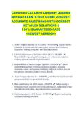 California &lpar;CA&rpar; Alarm Company Qualified &NewLine;Manager EXAM STUDY GUIDE 2026&sol;2027 &NewLine;ACCURATE QUESTIONS WITH CORRECT &NewLine;DETAILED SOLUTIONS &vert;&vert; &NewLine;100&percnt; GUARANTEED PASS &NewLine;<NEWEST VERSION> 