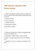 NUR 120 Exam 3 Questions With Correct Answers