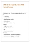 NUR 120 Final Exam Questions With Correct Answers