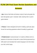 PLTW CIM Final Exam Review Newest 2026 Actual Questions and Correct Answers &lpar;Latest 2026 &sol; 2027 Update&rpar; Graded A&plus; 100&percnt; Guarantee Verified by Experts