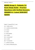 NIHSS Group C - Patients 1-6 &NewLine;Exam Study Guide &ndash; Practice &NewLine;Questions with Verified Answers&period; &NewLine;GRADED A&plus;&period; Latest 2026&sol;2027 &NewLine;Update 