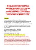 ATI RN ADULT MEDICAL-SURGICAL &NewLine;PROCTORED EXAM PRACTICE WITH &NewLine;ORIGINAL QUESTIONS AND VERIFIED &NewLine;ANSWERS&comma; PLUS EXPLAINED &NewLine;RATIONALES&sol;EXPERT VERIFIED FOR &NewLine;GUARANTEED 100&percnt; PASS 2026&sol;LATEST &NewLine;UPDATE&sol;INSTANT DOWNLOAD PDF 