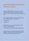 Anatomical Pathology Exam Questions With Correct Answers