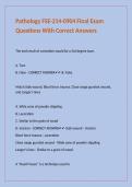 Pathology FSE-214-0904 Final Exam Questions With Correct Answers 