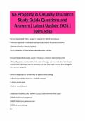 PACKAGE DEAL FOR GA PROPERTY & CASUALTY INSURANCE EXAM QUESTIONS WITH 100&percnt; CORRECT ANSWERS&vert; VERIFIED AND UPDATED 2026&sol;2027 &vert; GUARANTEED PASS  