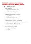 Test Bank for Essentials of Understanding Psychology 14th Edition by Robert Feldman &vert; Complete Exam Prep Questions & Answers