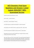 ACS Chemistry Final Exam&NewLine;Questions and Answers &vert; Latest&NewLine;Update 2026&sol;2027 100&percnt;&NewLine;Guaranteed Success