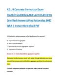AZ L-9 Concrete Contractor Exam &NewLine;Practice Questions And Correct Answers &NewLine;&lpar;Verified Answers&rpar; Plus Rationales 2027 &NewLine;Q&A &vert; Instant Download Pdf 