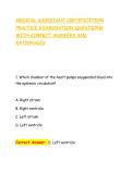 MEDICAL ASSISTANT CERTIFICATION &NewLine;PRACTICE EXAMINATION QUESTIONS &NewLine;WITH CORRECT ANSWERS AND &NewLine;RATIONALES 
