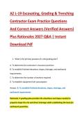 AZ L-19 Excavating&comma; Grading & Trenching &NewLine;Contractor Exam Practice Questions &NewLine;And Correct Answers &lpar;Verified Answers&rpar; &NewLine;Plus Rationales 2027 Q&A &vert; Instant &NewLine;Download Pdf