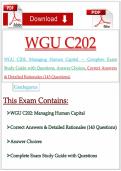 WGU C202&colon; Managing Human Capital &mdash; Complete Exam Study Guide with Questions&comma; Answer Choices&comma; Correct Answers & Detailed Rationales &lpar;143 Questions&rpar;&NewLine;&NewLine;