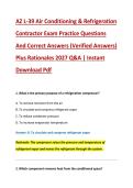 AZ L-39 Air Conditioning & Refrigeration &NewLine;Contractor Exam Practice Questions &NewLine;And Correct Answers &lpar;Verified Answers&rpar; &NewLine;Plus Rationales 2027 Q&A &vert; Instant &NewLine;Download Pdf 