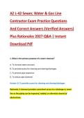 AZ L-42 Sewer&comma; Water & Gas Line &NewLine;Contractor Exam Practice Questions &NewLine;And Correct Answers &lpar;Verified Answers&rpar; &NewLine;Plus Rationales 2027 Q&A &vert; Instant &NewLine;Download Pdf