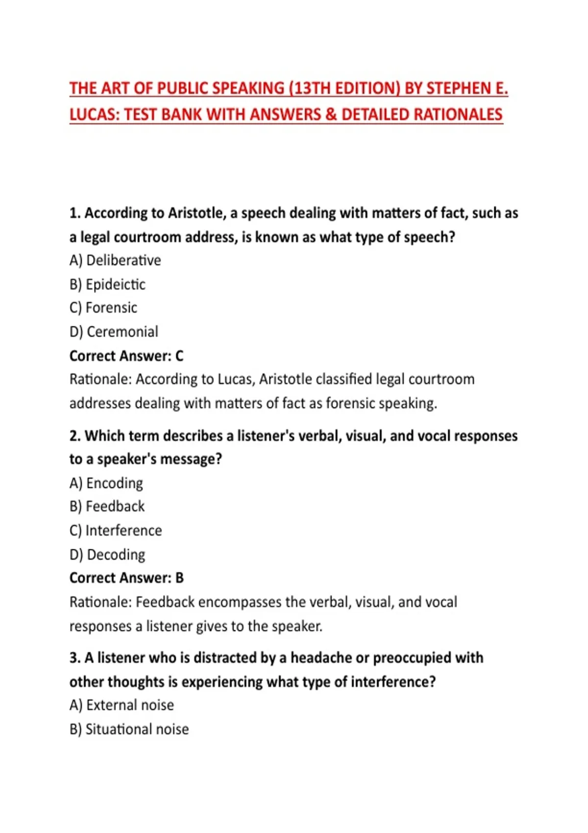 Dutch Language Examples THE ART OF PUBLIC SPEAKING (13TH EDITION) BY STEPHEN E. LUCAS: TEST ...