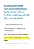AZ L-54 Water Conditioning & &NewLine;Treatment Contractor Exam Practice &NewLine;Questions And Correct Answers &NewLine;&lpar;Verified Answers&rpar; Plus Rationales 2027 &NewLine;Q&A &vert; Instant Download Pdf 