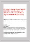 DC Property Manager Exam  Updated &NewLine;2025&sol;2026 &vert; Exam Questions with &NewLine;100&percnt; Correct Answers &lpar;Verified & &NewLine;Aligned with DCRA Requirements&rpar;