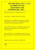 KIN 2501 FINAL LSU &NewLine;JACOBSEN EXAM &NewLine;QUESTIONS AND &NewLine;ANSWERS 2026 - 2027