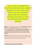 EVOLVE HESI FUNDAMENTALS &NewLine;PRACTICE QUESTIONS AND CORRECT &NewLine;ANSWERS LATEST EXAM STUDY &NewLine;GUIDE 2026&sol;2027 ACCURATE &NewLine;QUESTIONS WITH CORRECT &NewLine;DETAILED SOLUTIONS &vert;&vert; 100&percnt; &NewLine;GUARANTEED PASS NEWEST &NewLine;VERSION 