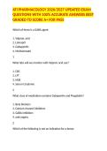 ATI PHARMACOLOGY 2026&sol;2027 UPDATED EXAM QUESTIONS WITH 100&percnt; ACCURATE ANSWERS BEST GRADED TO SCORE A&plus; FOR PASS