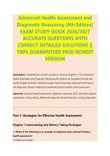 Advanced Health Assessment and &NewLine;Diagnostic Reasoning &lpar;4th Edition&rpar; &NewLine;EXAM STUDY GUIDE 2026&sol;2027 &NewLine;ACCURATE QUESTIONS WITH &NewLine;CORRECT DETAILED SOLUTIONS &vert;&vert; &NewLine;100&percnt; GUARANTEED PASS NEWEST &NewLine;VERSION 