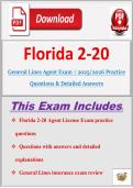 Florida 2-20 Agent License Exam 2025&sol;2026 &vert; Practice Questions&comma; Answers & Detailed Explanations
