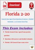 Florida General Lines Agent Exam Questions & Answers &vert; Detailed Rationales &vert; 2-20 License Exam Prep