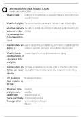CBDA Certified Business Data Analytics 2026 Update &sol; Score 100&percnt; Exam Prep &sol; Study Guide & Test Bank&NewLine;&NewLine;
