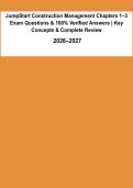 JumpStart Construction Management Chapters 1&ndash;3 2026&ndash;2027 &vert; Exam Questions & Verified Answers &vert; Key Concepts & Complete Review&NewLine;