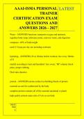AAAI-ISMA PERSONAL &NewLine;TRAINER &NewLine;CERTIFICATION EXAM &NewLine;QUESTIONS AND &NewLine;ANSWERS 2026 - 2027