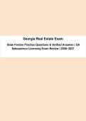 Georgia Real Estate State Exam &vert; State Portion Practice Questions & Verified Answers &vert; 2026&ndash;2027&NewLine;