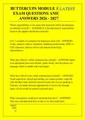 BUTTERCUPS MODULE 1 &NewLine;EXAM QUESTIONS AND &NewLine;ANSWERS 2026 - 2027