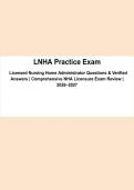 LNHA Practice Exam &vert; Licensed Nursing Home Administrator Questions & Verified Answers &vert; 2026&ndash;2027&NewLine;
