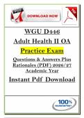 WGU D446 Adult Health II OA &lpar;PDF&rpar; &vert; &lpar;2026&sol;27&rpar; Nursing Q&A Plus Rationales &vert; Instant Pdf Download