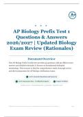 AP Biology Prefix Test 1 55&plus; Questions & Answers 2026&sol;2027 &vert; Updated Biology Exam Review &lpar;Rationales&rpar;