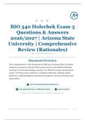 BIO 340 Holechek Exam 3 50&plus; Questions & Answers 2026&sol;2027 &vert; Arizona State University &vert; Comprehensive Review &lpar;Rationales&rpar;