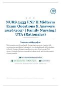 NURS 5433 FNP II Midterm Exam 150&plus; Questions & Answers 2026&sol;2027 &vert; Family Nursing &vert; UTA &lpar;Rationales&rpar;