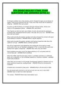 9TH GRADE BIOLOGY FINAL EXAM QUESTIONS AND ANSWERS RATED A&plus;