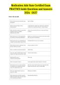 Medication Aide State Certified Exam PRACTICE Guide Questions and Answers 2026  -2027